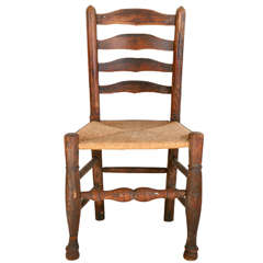 Antique Turn-of-the-Century Ladder Back and Woven Seat Chair