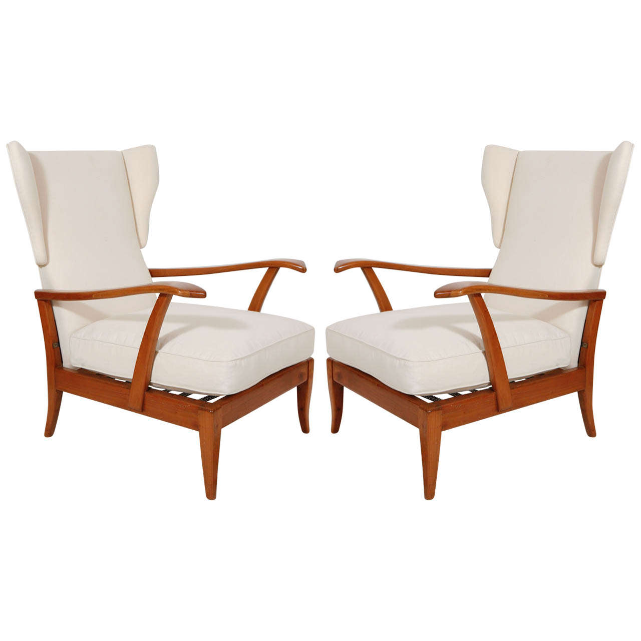 Italian MidCentury Wingback Adjustable Morris Chairs at 1stDibs