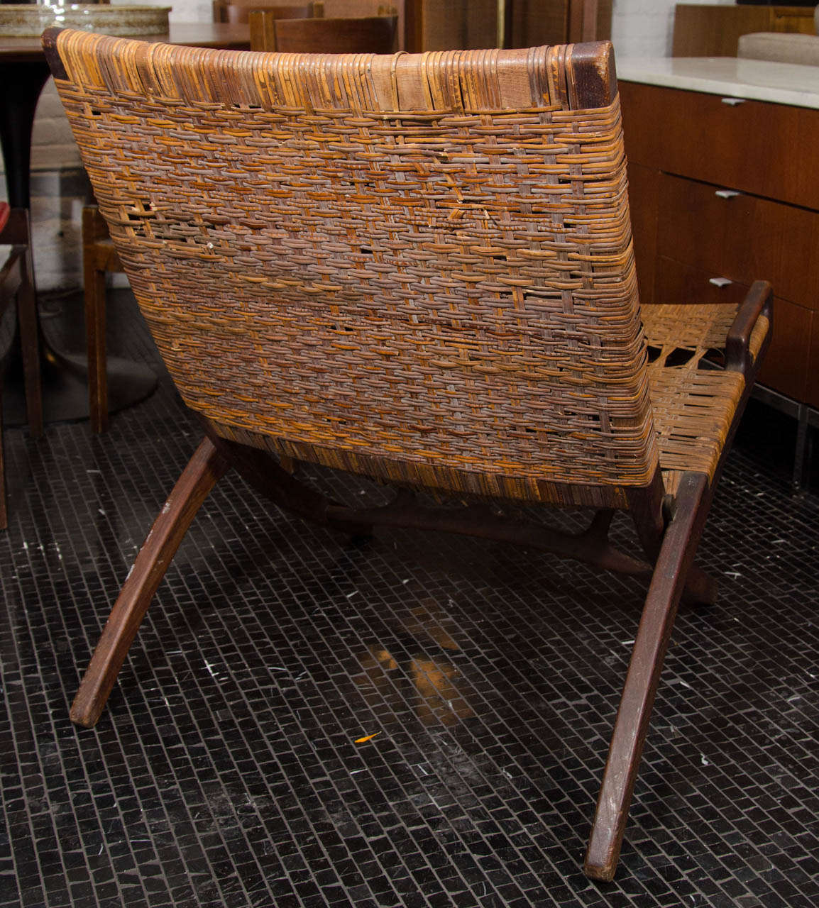 Mid-20th Century Hans Wegner Oak/Cane Folding Chair Stamped Johannes Hansen