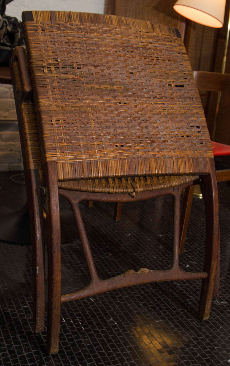 Hans Wegner Oak/Cane Folding Chair Stamped Johannes Hansen 1