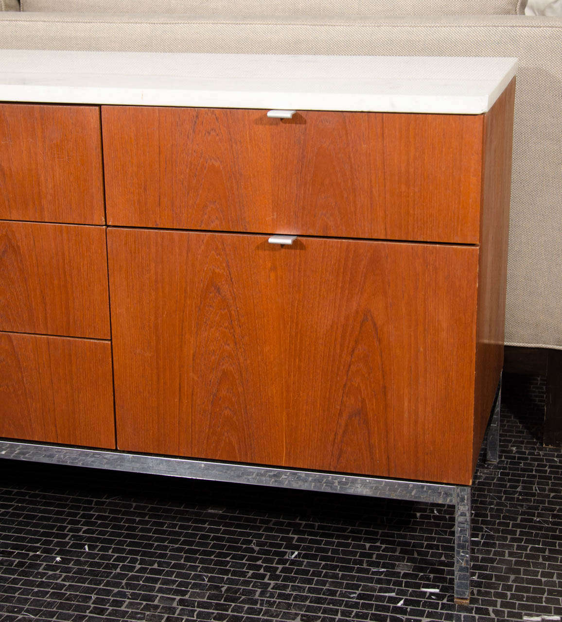 American Florence Knoll Teak and Marble Credenza