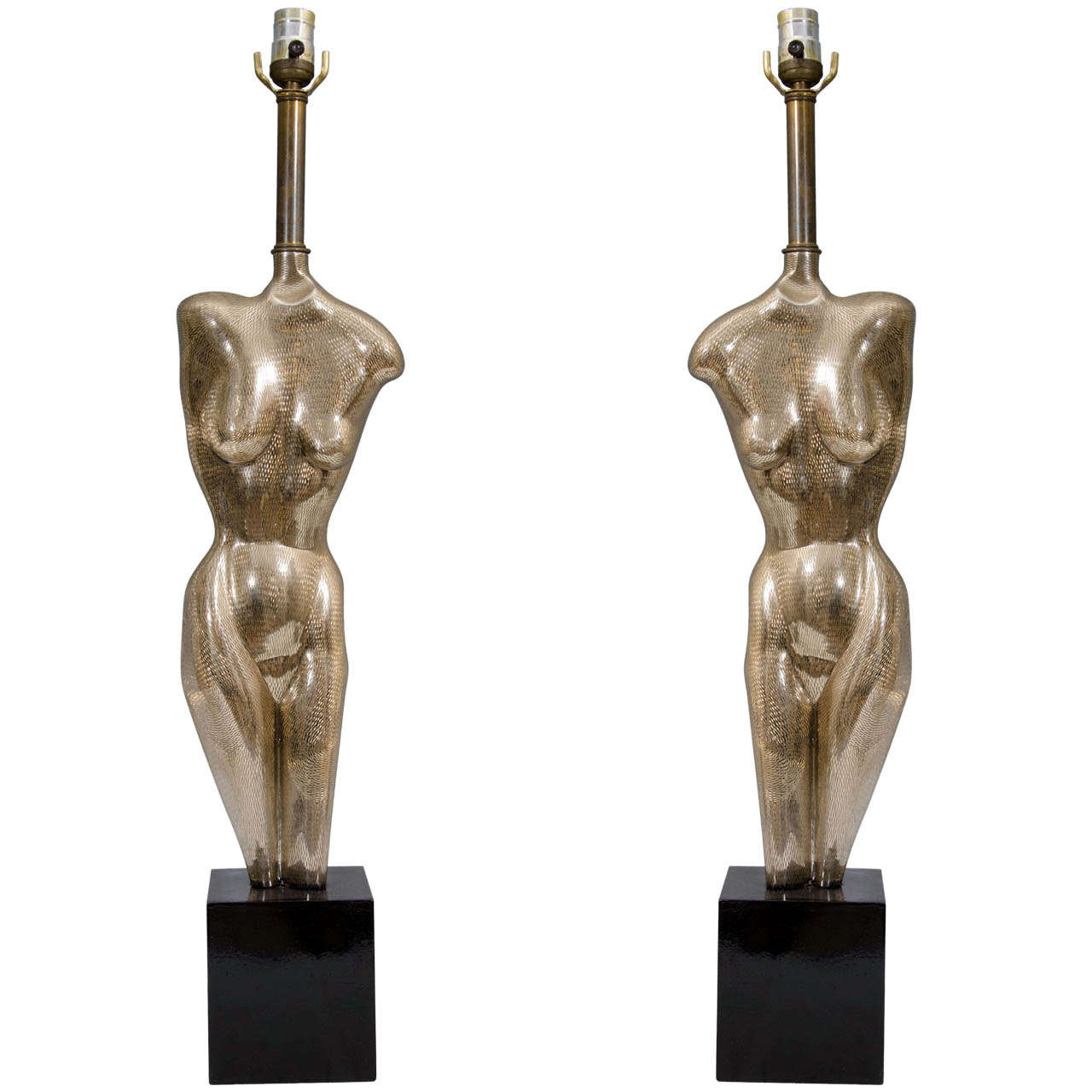 A Pair of Yasha Heifetz Female Figural Sculpture Table Lamps