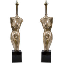 A Pair of Yasha Heifetz Female Figural Sculpture Table Lamps