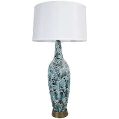 A Mid Century Lava Glaze Table Lamp in Blue