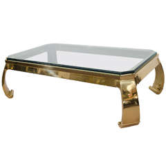 1970s Glass and Brass Coffee Table In the Style of Karl Springer 1970s Glass and Brass Coffee Table In the Style of Karl Springer