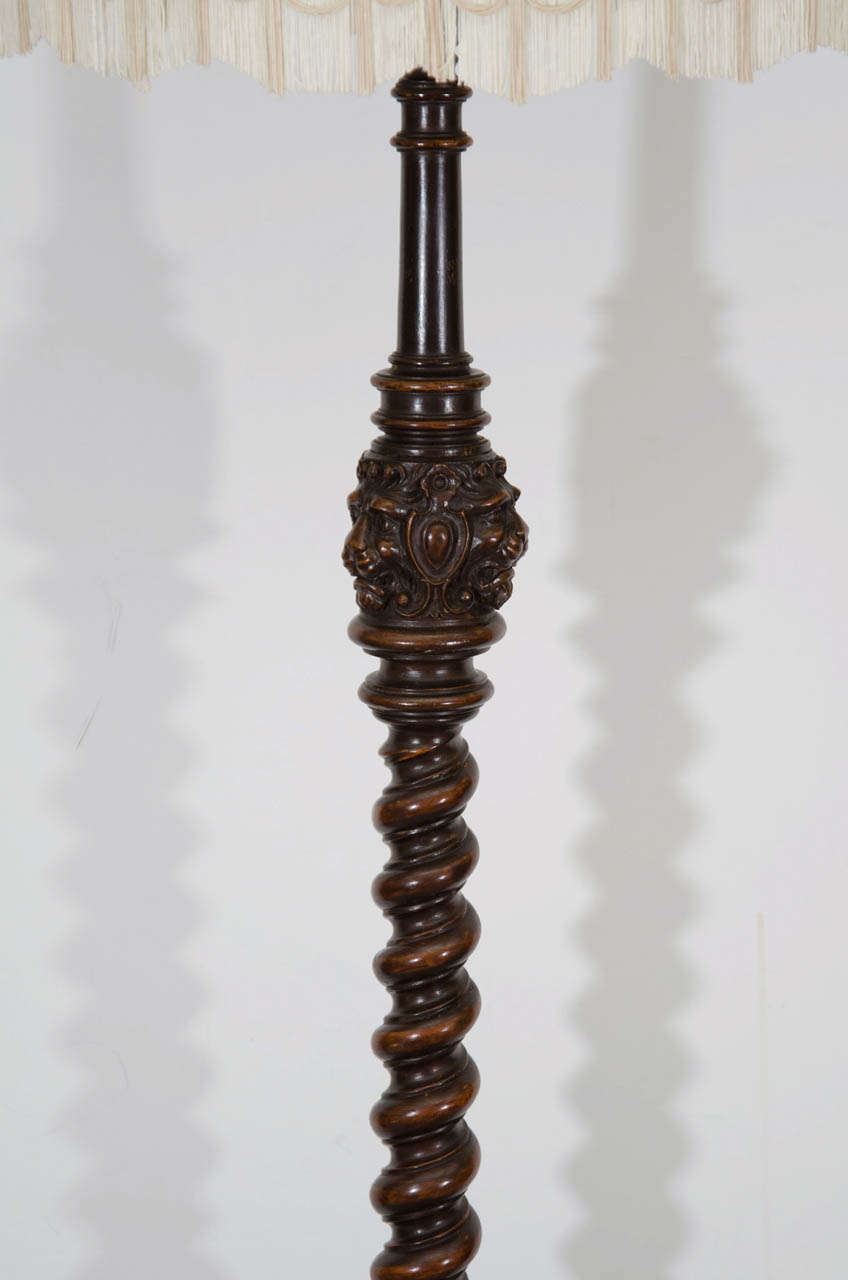 twisted wooden floor lamp