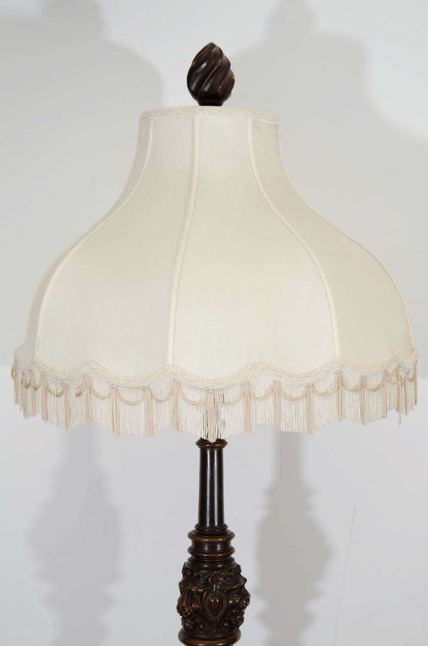 American A Victorian Wooden Barley Twist Floor Lamp