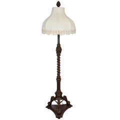 A Victorian Wooden Barley Twist Floor Lamp