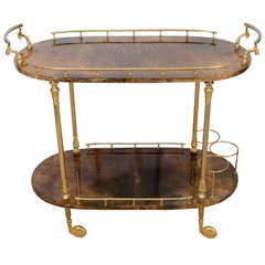 A Mid Century Aldo Tura Goat Skin Bar Cart