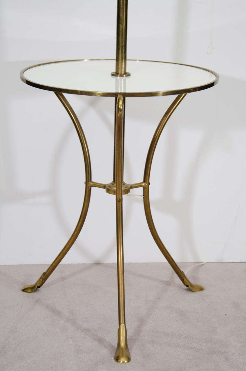 Mid-Century Modern A Mid Century Brass and Glass Lamp Table