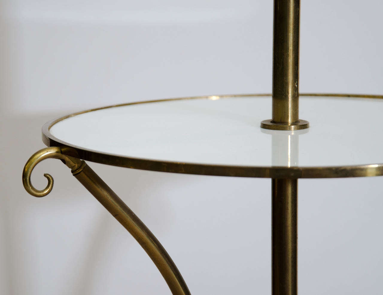 20th Century A Mid Century Brass and Glass Lamp Table