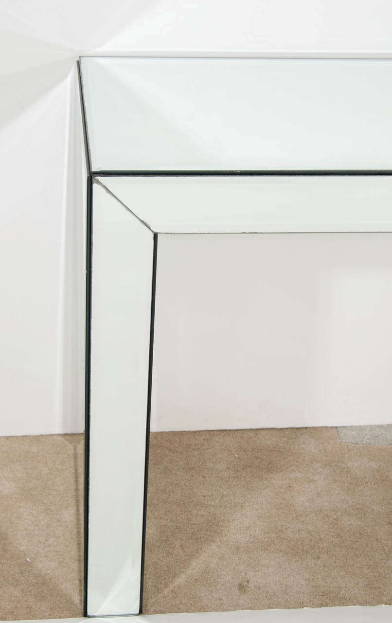 glass mirrored console table