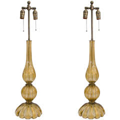 A Midcentury Pair of Murano Table Lamps By Seguso