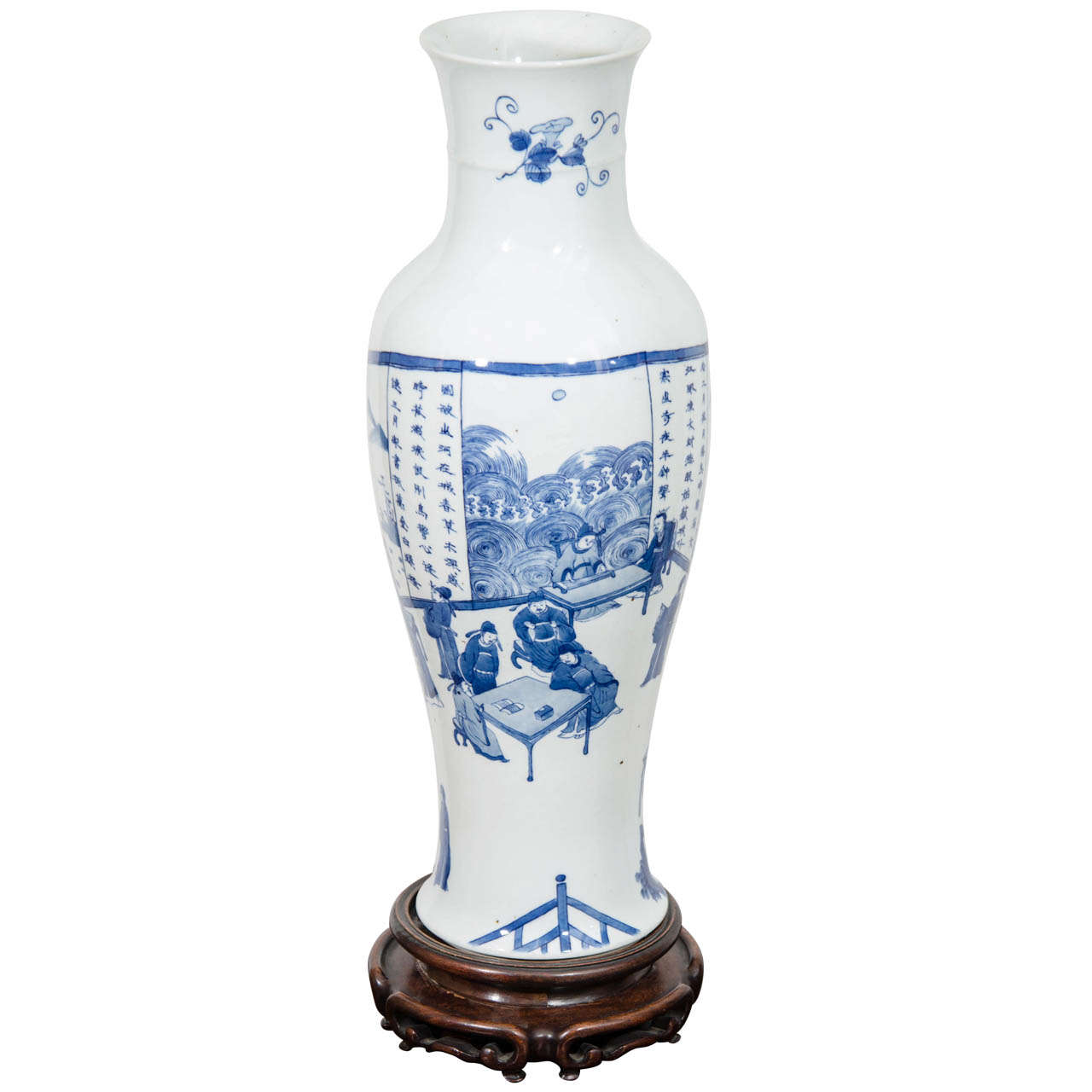 Chinese Guangxu Period Porcelain Vase with "Meeting of 18 Scholars" Motif