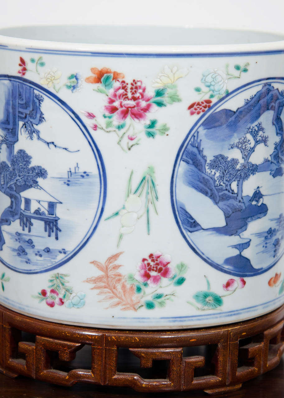 Large 19th Century Guangxu Period Chinese Porcelain Planter Depicting Four Noble Professions or Yuweng 2