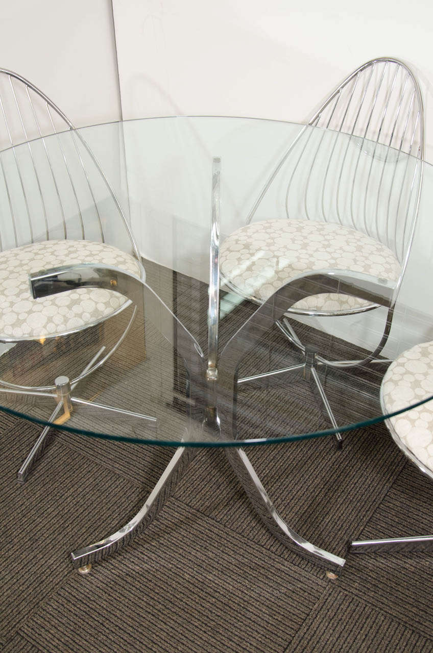 Mid-Century Modern Mid Century Chrome and Glass Dining Set Attributed to Dahlens Dalum