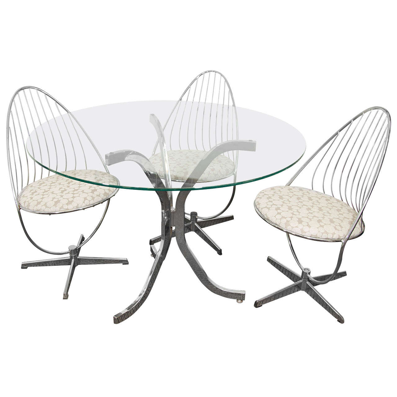 Mid Century Chrome and Glass Dining Set Attributed to Dahlens Dalum