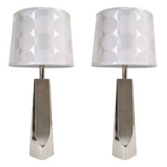 Pair of Midcentury Modern Chrome Table Lamps by Laurel Lamp Company