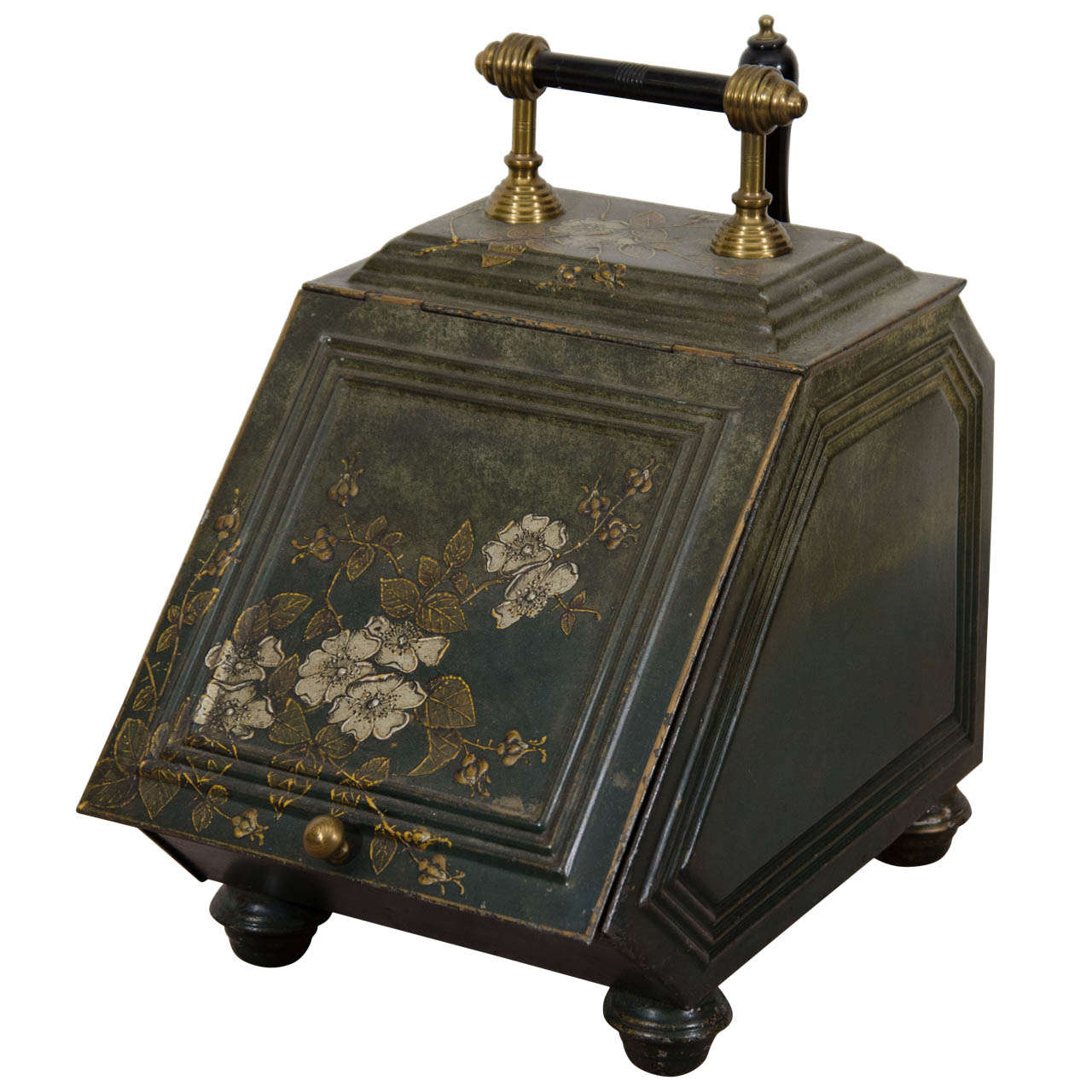 An Antique Hand Painted Tole Coal Scuttle at 1stDibs