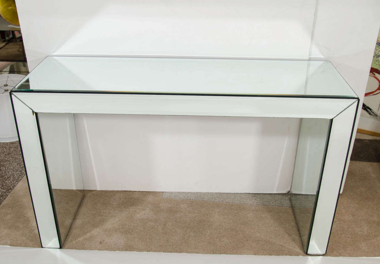 Mid Century Mirrored Glass Console Table at 1stDibs mirror glass