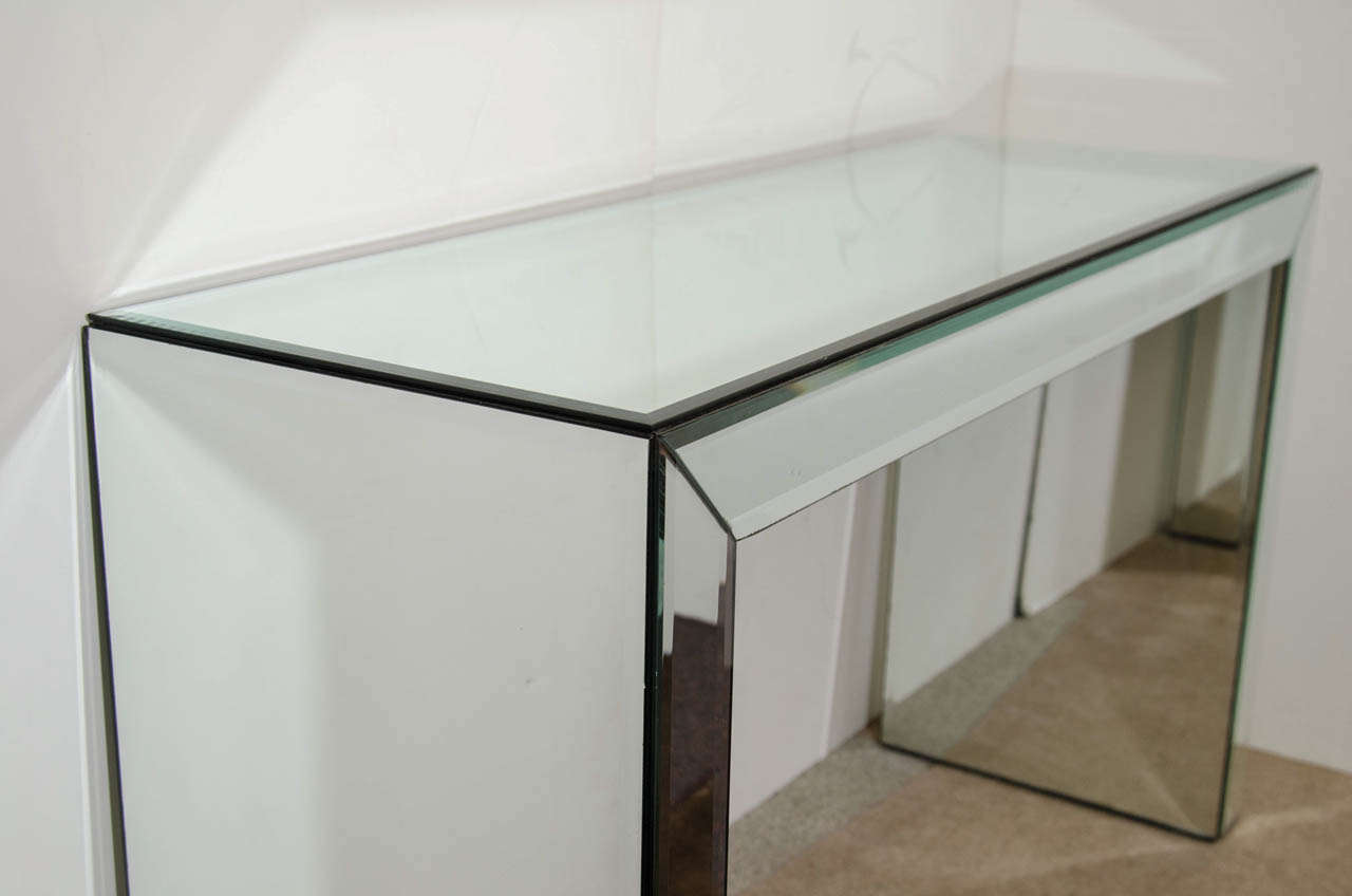 Mid Century Mirrored Glass Console Table at 1stDibs mirror glass