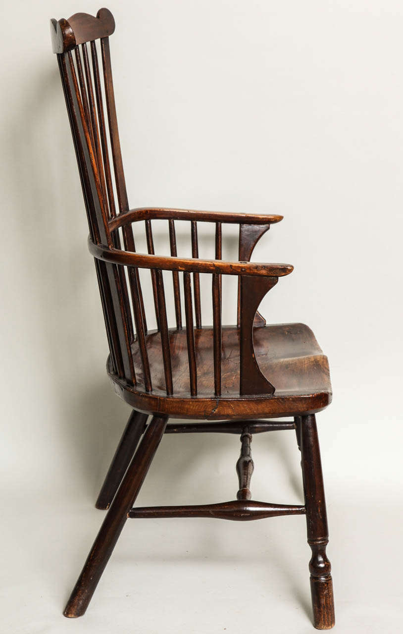 English Mid 18th Century Thames Valley Comb Back Windsor Armchair