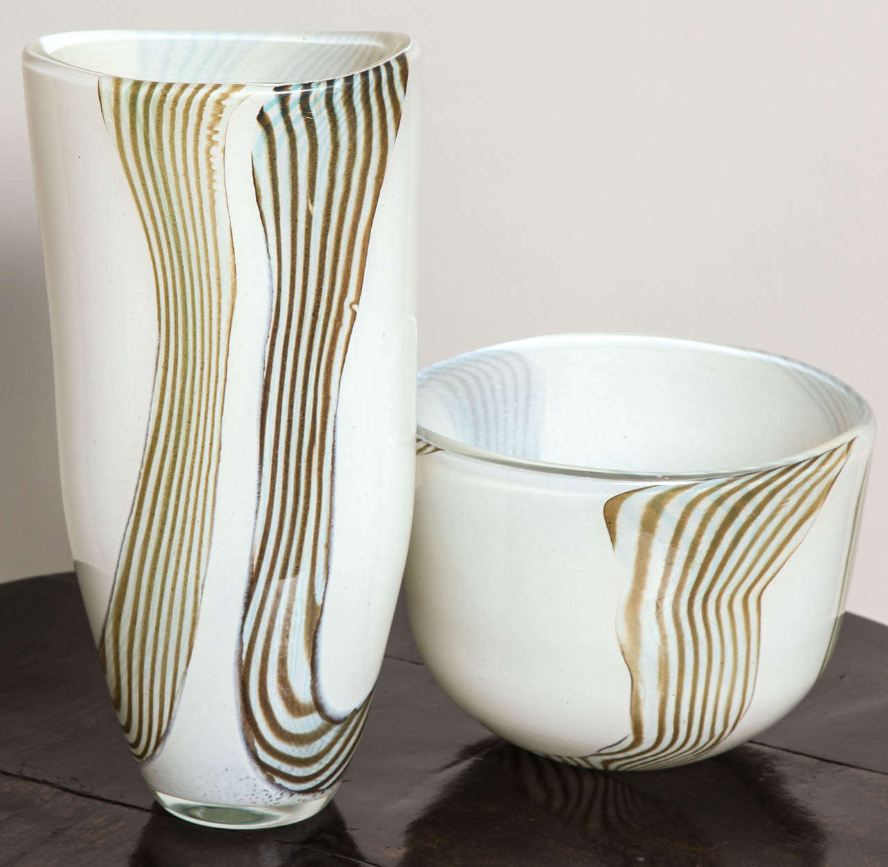 British English Studio Glass Vase and Bowl