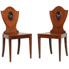 Pair of Georgian Mahogany Hall Chairs