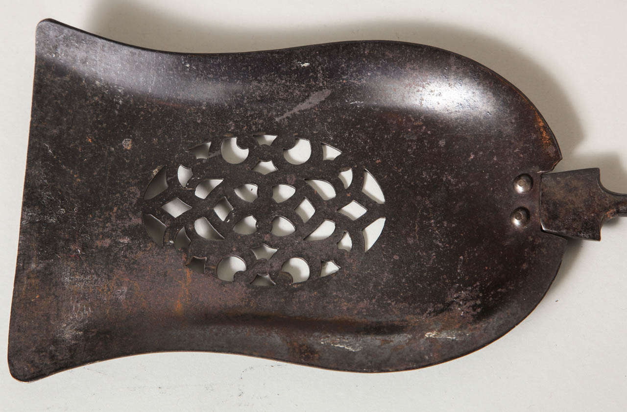 Mid-19th Century Fine Set of Bronze and Gunmetal Steel Fire Tools