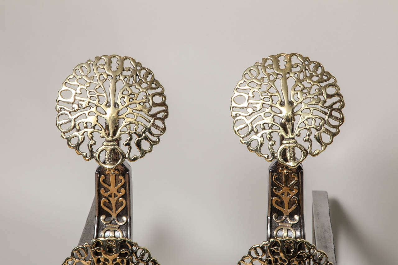 Brass Exceptional Pair of Andirons