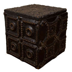A Unique Indian Box on Castors made from Ikat Fabric Printing Blocks