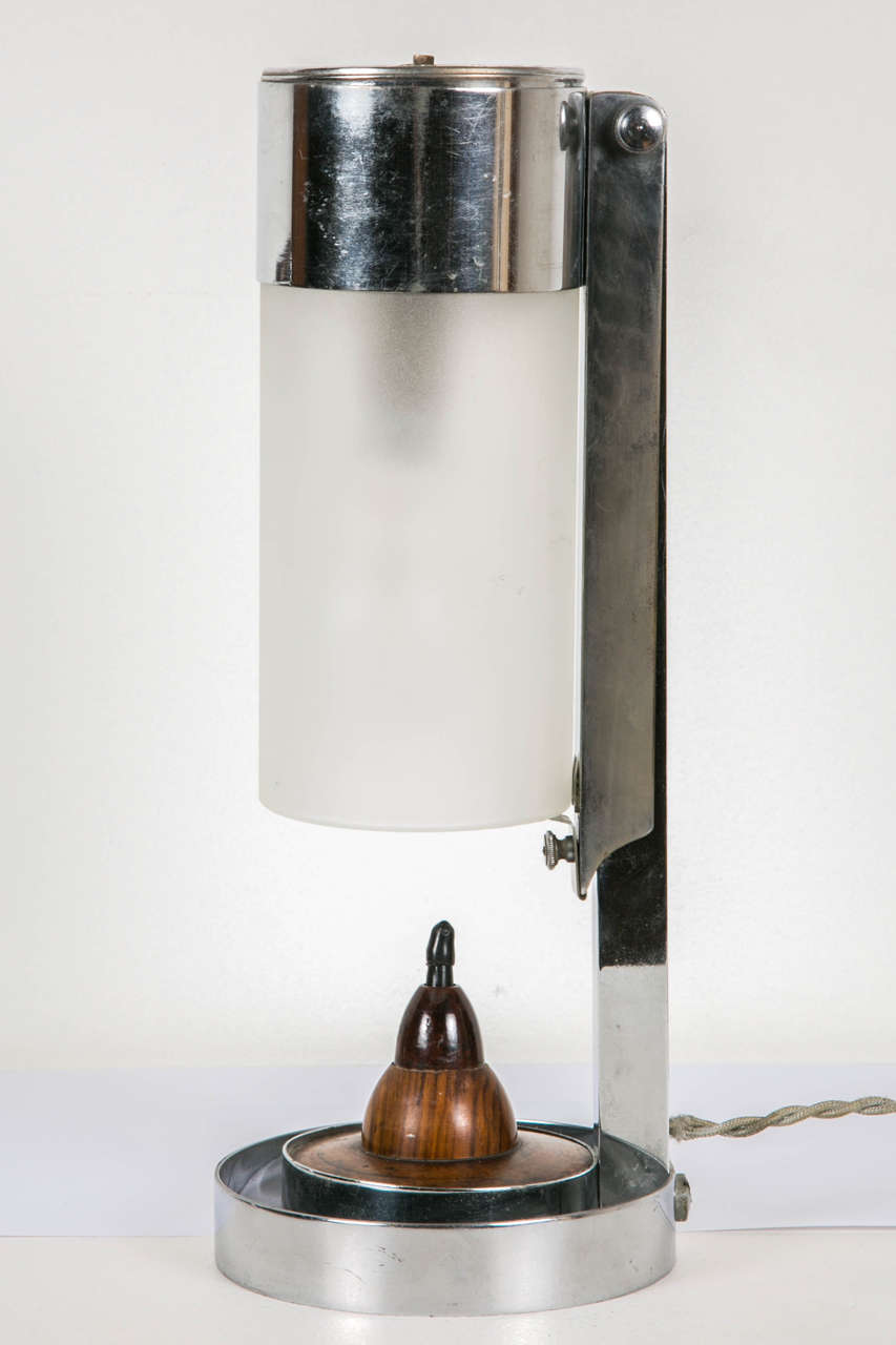 Chrome 1930s Art Deco Modernist Table Lamp by Jean Boris Lacroix For Sale