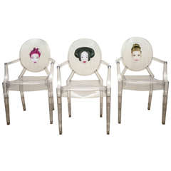 Set of Three Louis Ghost Chairs Exclusively Designed by Philippe Starck