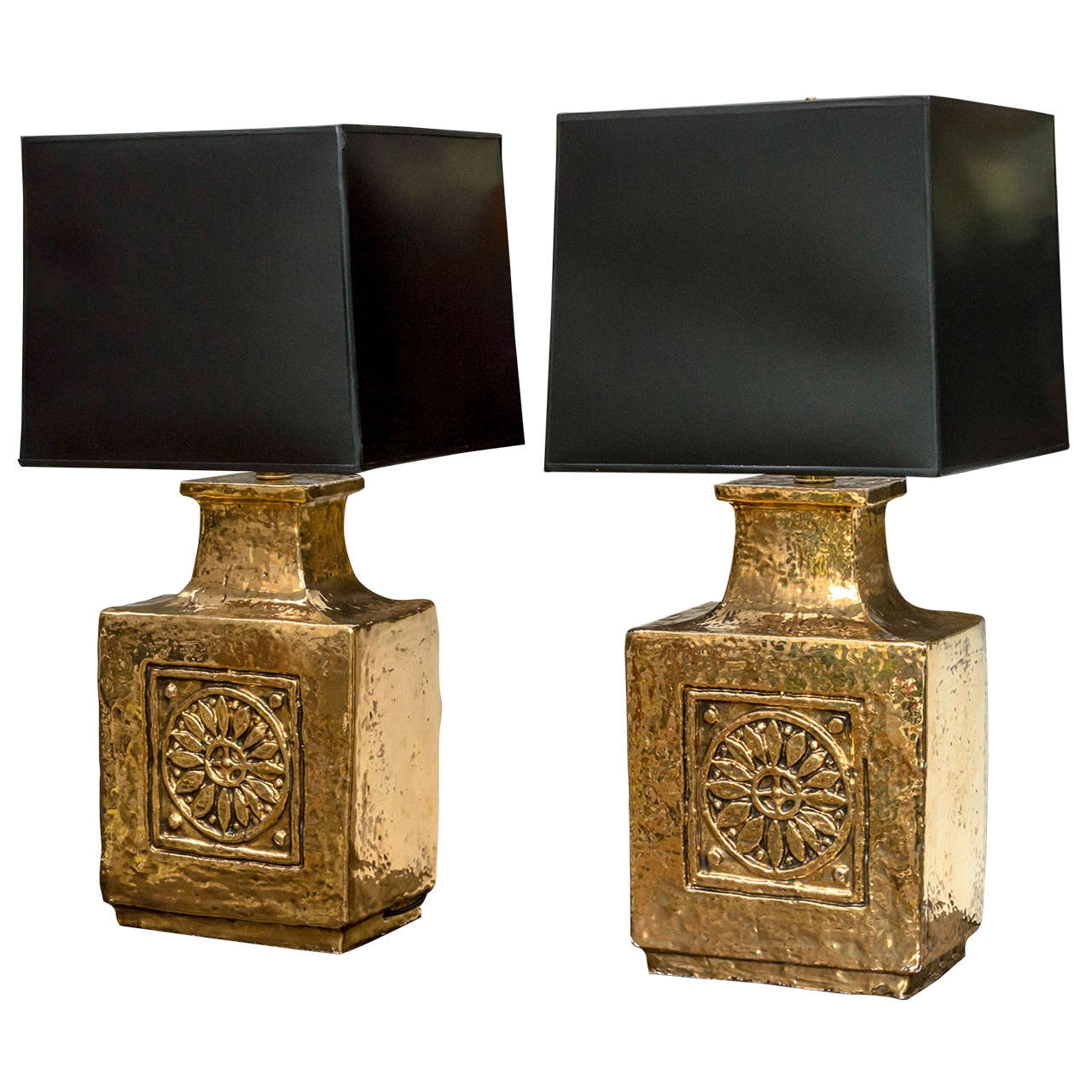 Pair of Ceramic European Lamps For Sale