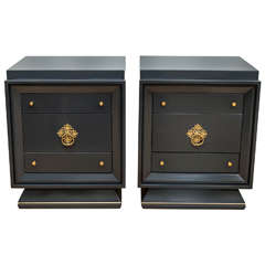Lacquered Pair of Nightstands