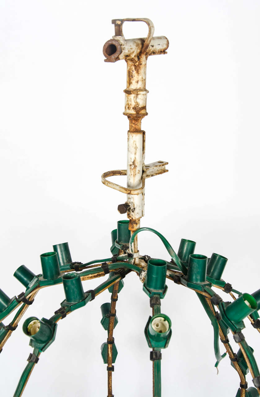 Metal Large Hanging or Standing Light Fixture, France, circa 1950s For Sale