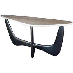 Atelier Stefan Leo Contemporary Bronze and Travertine Console