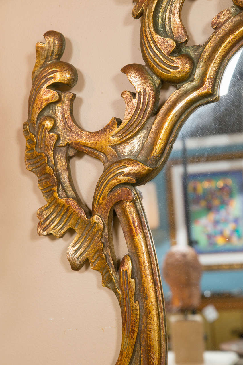 Pair of Gilt Rococo Carved Mirrors In Good Condition In Stamford, CT