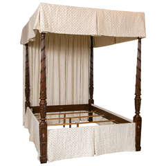 Retro Carved Georgian Style Four-Poster Bed