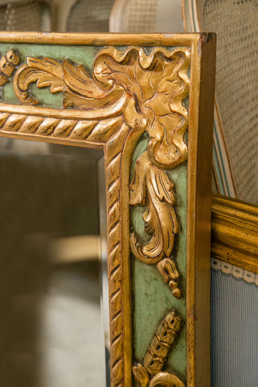 Carved Paint Decorated Mirror by Jansen In Good Condition In Stamford, CT