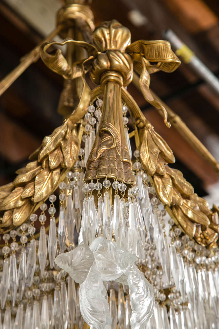 Pair of Bronze and Crystal Chandeliers Late 19th Century In Good Condition In Stamford, CT