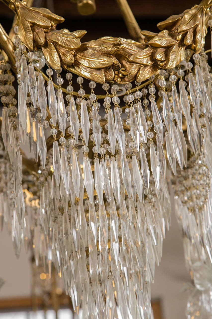 Pair of Bronze and Crystal Chandeliers Late 19th Century 2