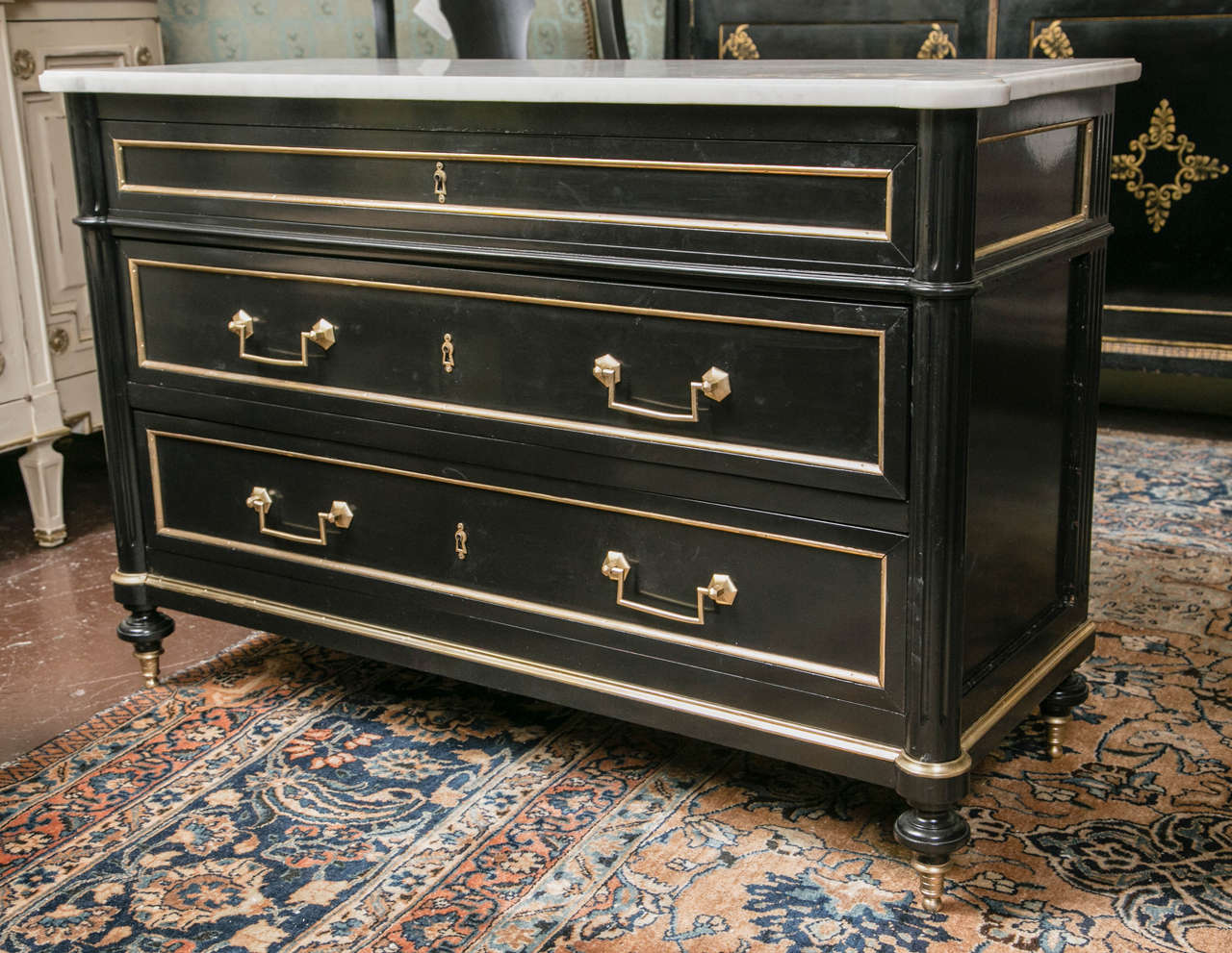 Louis XVI Style Marble-Top Commode in the Manner of Jansen