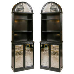 Pair of Etched Glass Dome Cabinets Attributed to Maison Jansen 7