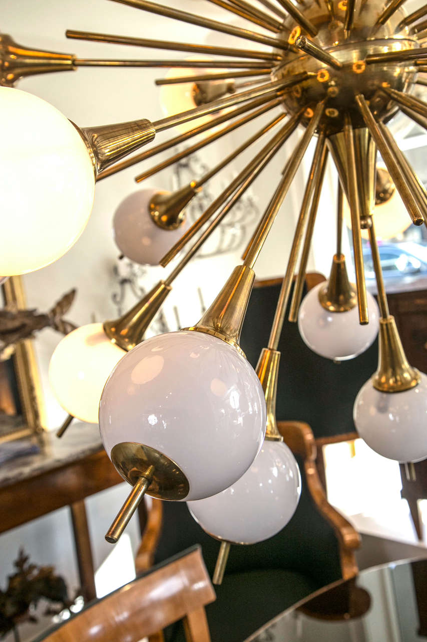 Contemporary Very Large Sputnik Style Murano and Brass Fixture
