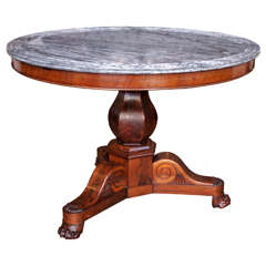 French Restauration Mahogany Gueridon with Turquin Marble Top