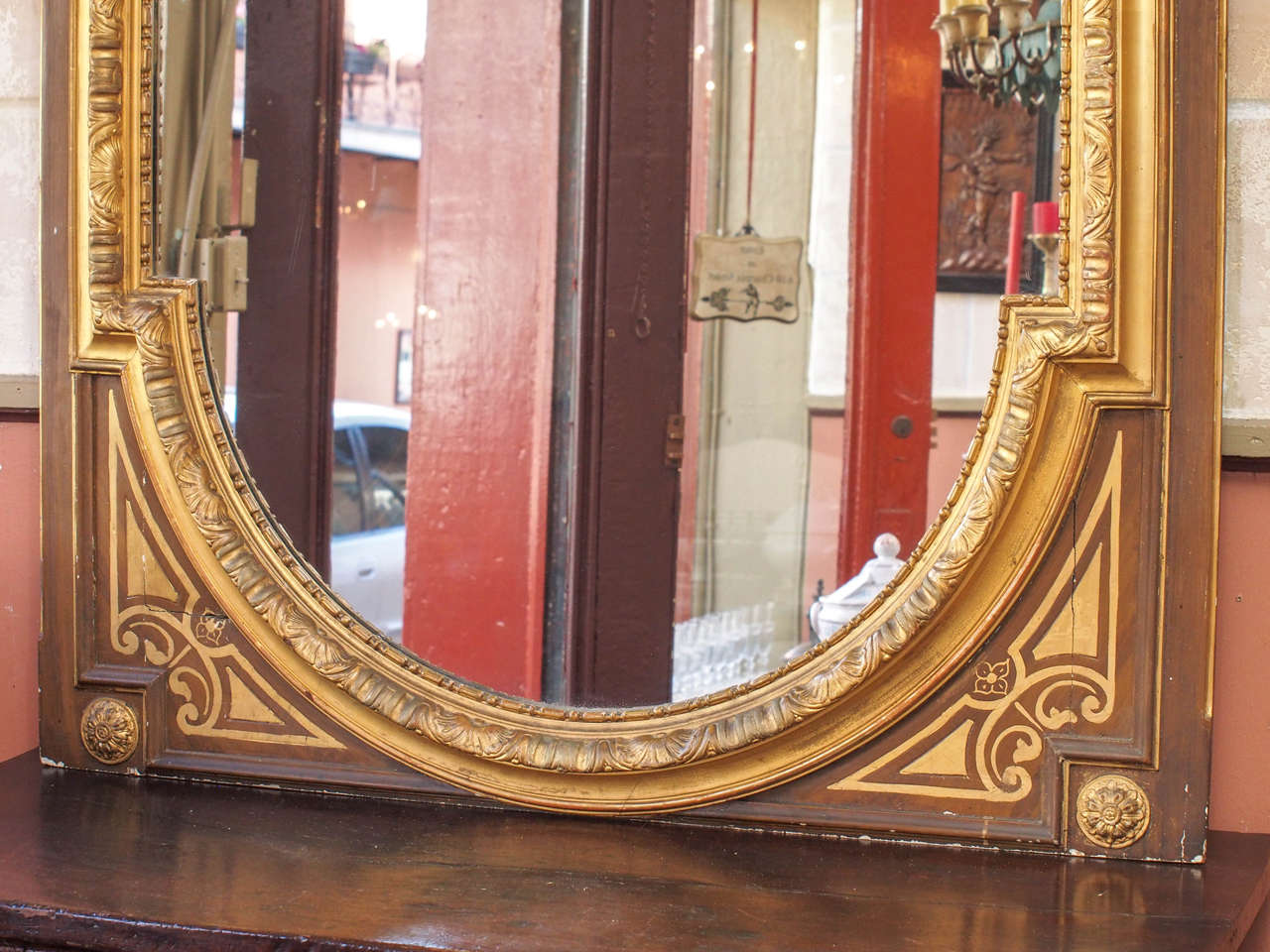 Grandiose French Napoleon III Painted and Gilded Mirror 3