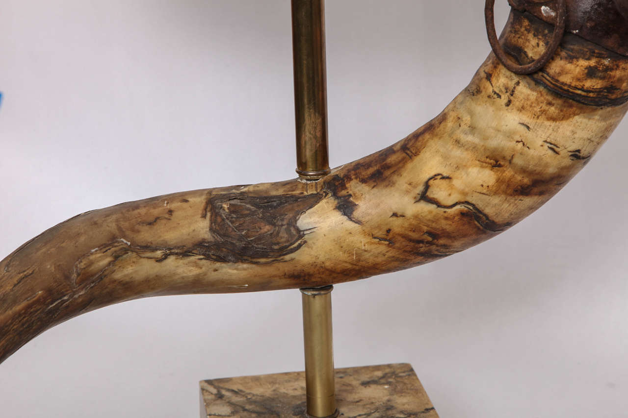 Pair of 1920s Prehistoric Mounted Horn Table Lamps 1