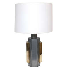 1970s Architectural Modernist Brass and Steel Table Lamp 8