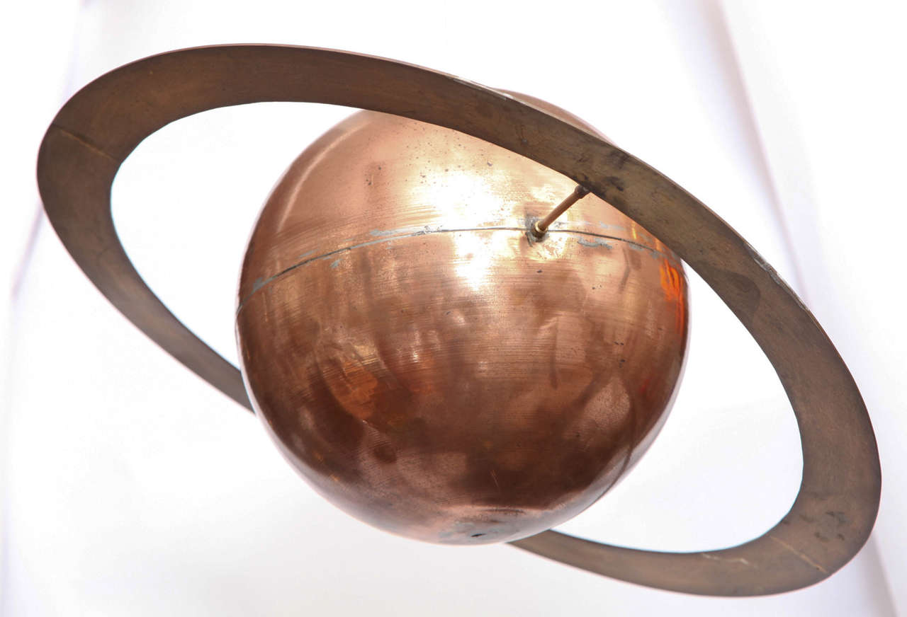 Mid-Century Modern  Charles Lamb hanging Saturn Sculpture brass and copper 1980's For Sale